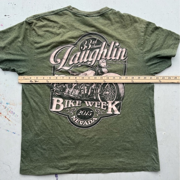 Men's Laughlin T-Shirt Green Motorcycle L Bike Week Racing Desert USA Nevada - Picture 11 of 14